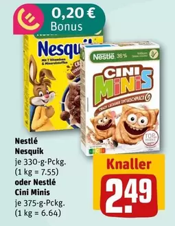 Nestlé - Nesquik je 330-g-Pckg. oder Cini Minis je 375-g-Pckg.