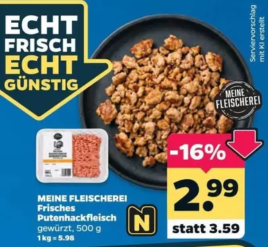 Frisches Putenhackfleisch gewürzt